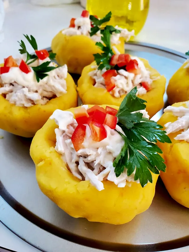 Causa Rellena — Yellow-potato & chicken bites