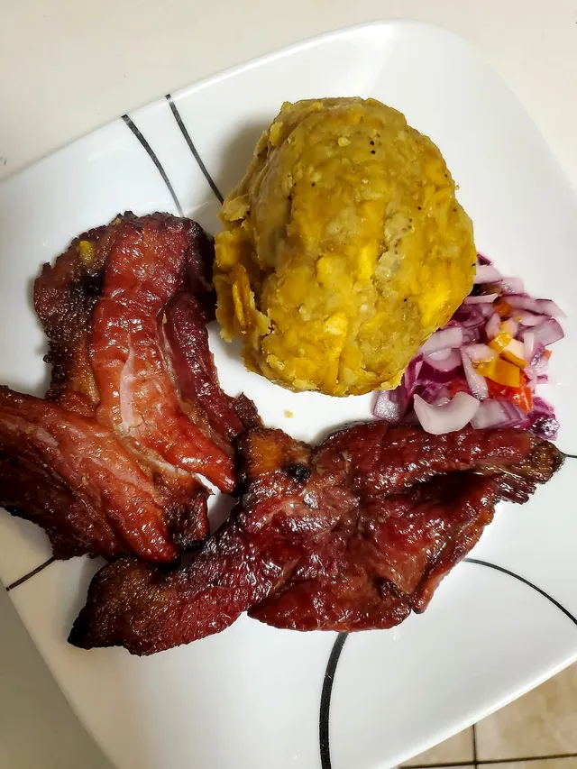 Tacacho Completo — With cecina & chorizo